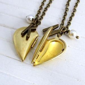 Half Heart Brass Lockets