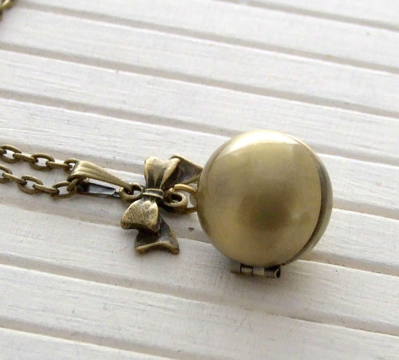 Vintage Brass Ball Locket With Bow